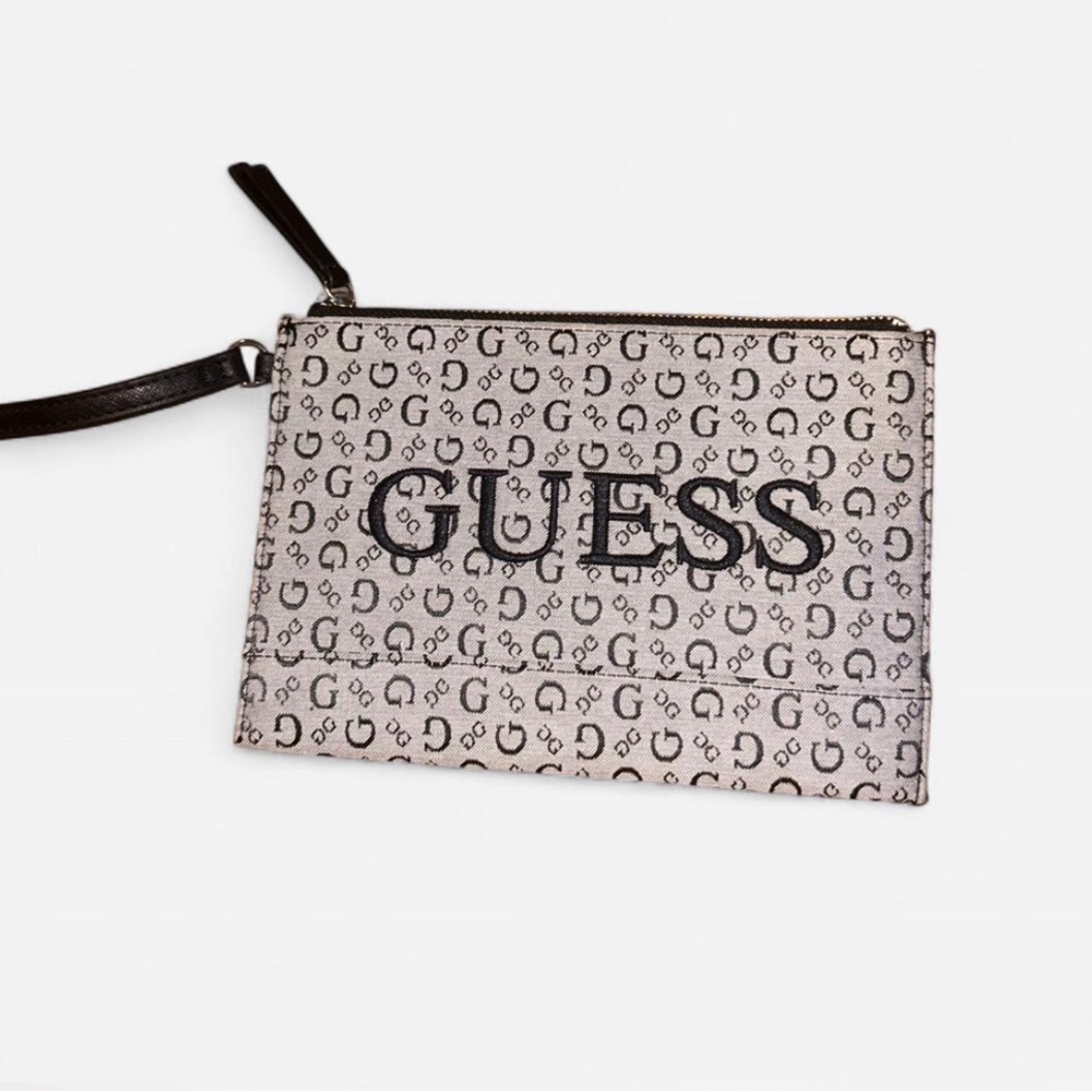 GUESS Monogram Wristlet in Black and Gray